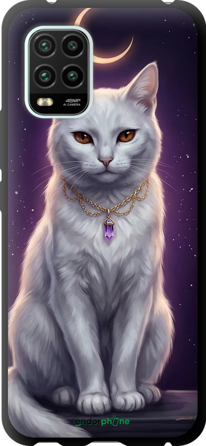 TPU чехол Mystic White Cat Gothic Dark Purple Gold для Xiaomi Mi 10 Lite - 6805b-1924 изображение 