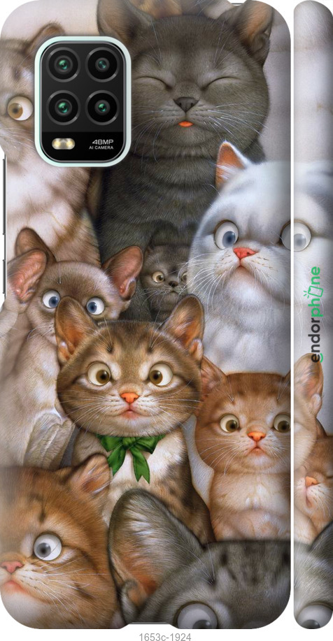 

3D пластиковий матовий чохол "Коти" для Xiaomi Mi 10 Lite