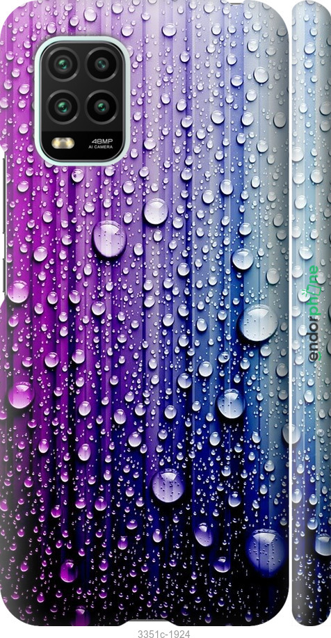 

3D пластиковий матовий чохол "Краплини води" для Xiaomi Mi 10 Lite, Синій