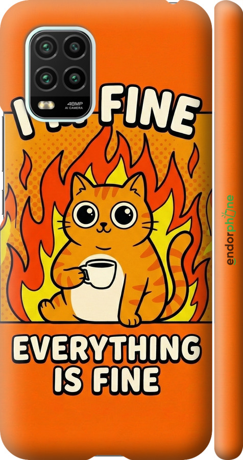 3D пластиковый матовый чехол Funny Cat для Xiaomi Mi 10 Lite - 6786m-1924 изображение 