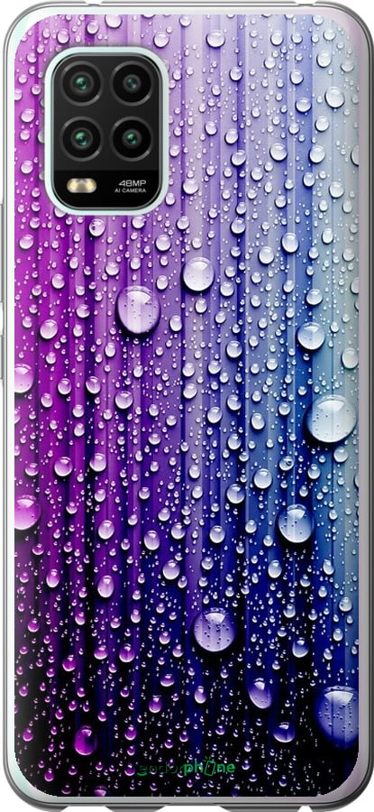 

2D пластиковий чохол "Краплини води" для Xiaomi Mi 10 Lite, Синій