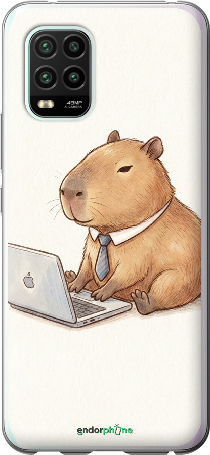 Силиконовый чехол Funny Capybara CEO Working для Xiaomi Mi 10 Lite - 6777u-1924 изображение 