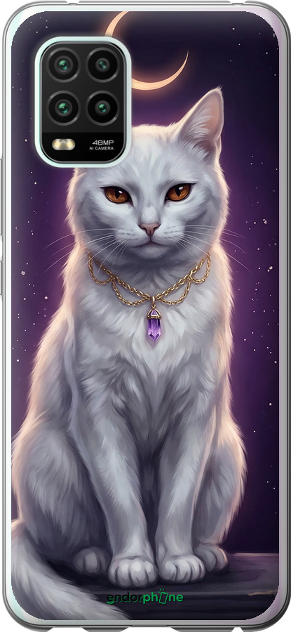 Силиконовый чехол Mystic White Cat Gothic Dark Purple Gold для Xiaomi Mi 10 Lite - 6805u-1924 изображение 