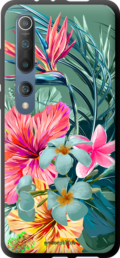 TPU чехол Тропические цветы v1 для Xiaomi Mi 10 Pro - 4667b-1870 изображение 