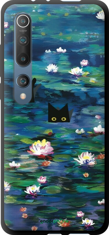 TPU чехол із зображенням водяних лілій та кішок для Xiaomi Mi 10 - 6257b-1860 изображение 