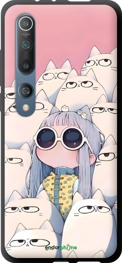 TPU чехол Малышка с котами для Xiaomi Mi 10 - 6295b-1860 изображение 
