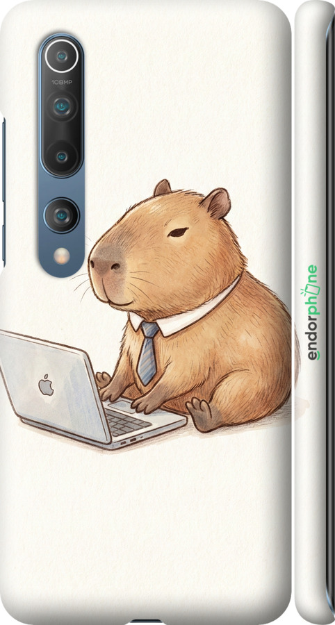 3D пластиковый матовый чехол Funny Capybara CEO Working для Xiaomi Mi 10 - 6777m-1860 изображение 