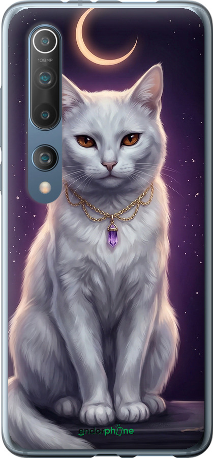 2D пластиковый чехол Mystic White Cat Gothic Dark Purple Gold для Xiaomi Mi 10 Pro - 6805t-1870 изображение 