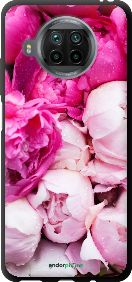 

TPU preto Capa "Peónias cor-de-rosa" para Xiaomi Mi 10T Lite