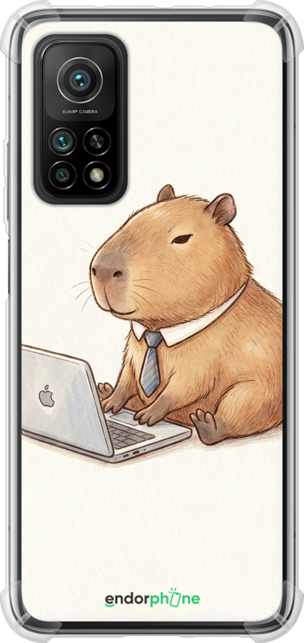 Силикон с усиленными углами чехол Funny Capybara CEO Working для Xiaomi Mi 10T Pro - 6777sp-2679 изображение 