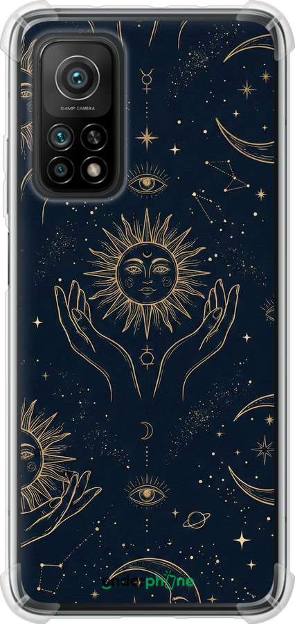 Силикон с усиленными углами чехол Celestial Harmony: Sun & Moon Gold Mystic Pattern для Xiaomi Mi 10T Pro - 6778sp-2679 изображение 