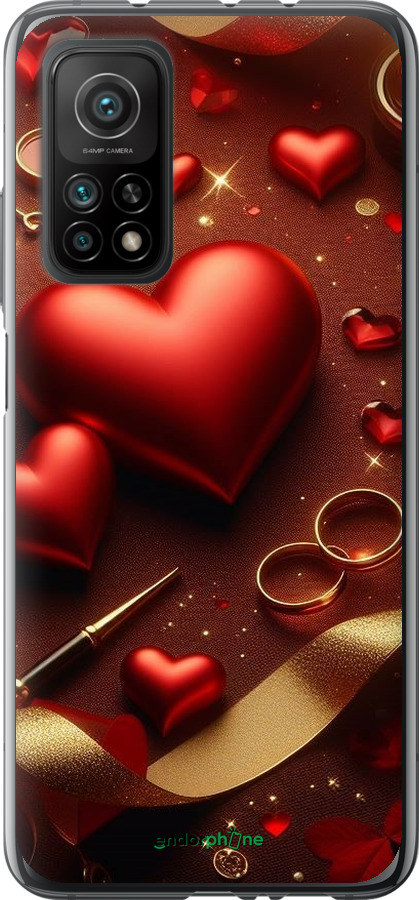 Силиконовый чехол Сердечки v3 для Xiaomi Mi 10T - 5833u-2096 изображение 