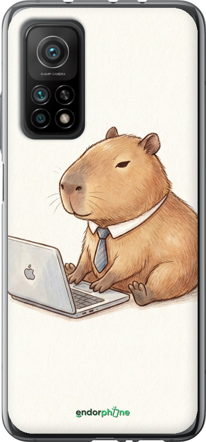 Силиконовый чехол Funny Capybara CEO Working для Xiaomi Mi 10T - 6777u-2096 изображение 