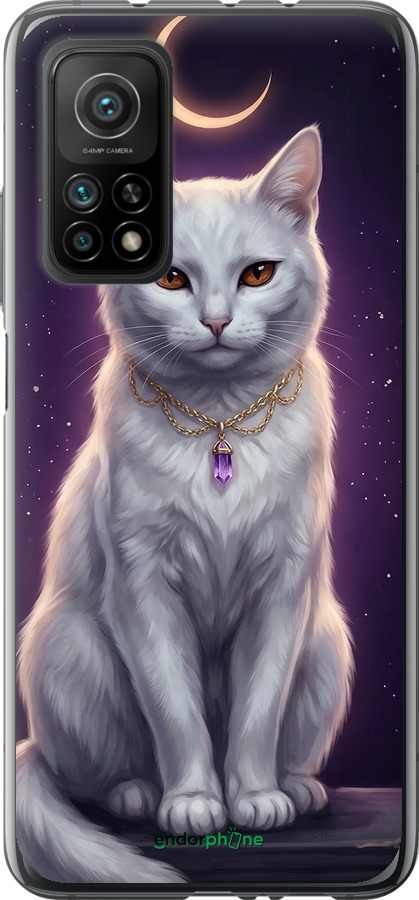 Силіконовий чехол Mystic White Cat Gothic Dark Purple Gold для Xiaomi Mi 10T Pro - 6805u-2679 изображение 