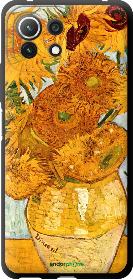 TPU zwart чехол Vincent van Gogh. Zonnebloemen для Xiaomi Mi 11 Lite - 162b-2281 изображение 