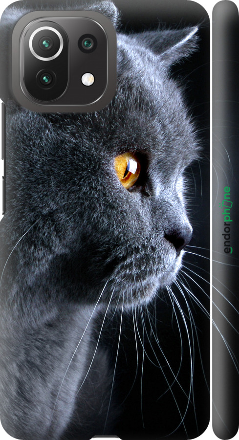 

3D пластиковий матовий чохол "Гарний кіт" для Xiaomi Mi 11 Lite, Чорний
