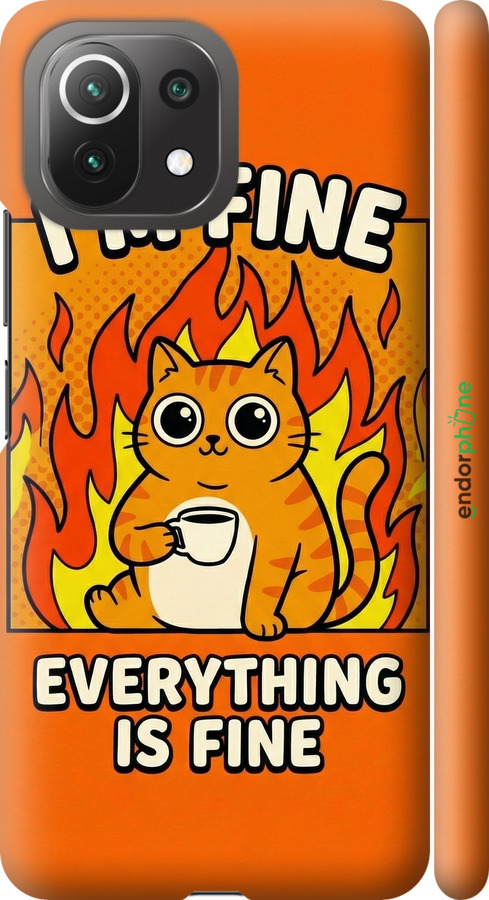 3D пластиковый матовый чехол Funny Cat для Xiaomi Mi 11 Lite - 6786m-2281 изображение 