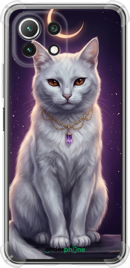 Силіконовий протиударний с посиленими кутами чехол Mystic White Cat Gothic Dark Purple Gold для Xiaomi Mi 11 Lite - 6805sp-2281 изображение 