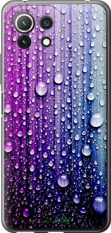 

2D пластиковий чохол "Краплини води" для Xiaomi Mi 11 Lite, Синій