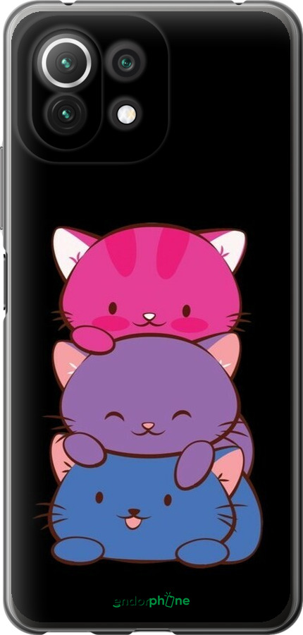 Силіконовий чехол Милі котятка для Xiaomi Mi 11 Lite - 6518u-2281 изображение 