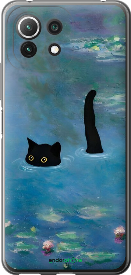 Силіконовий чехол Із зображенням кота та водяної лілії Monet для Xiaomi Mi 11 Lite - 6519u-2281 изображение 