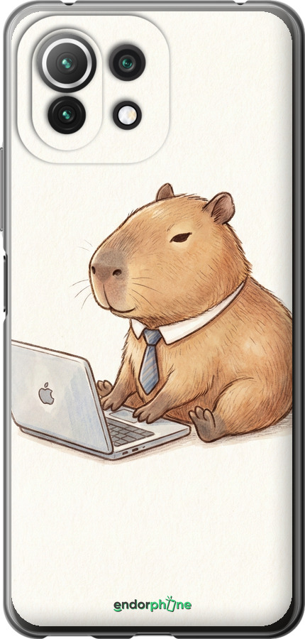 Силиконовый чехол Funny Capybara CEO Working для Xiaomi Mi 11 Lite - 6777u-2281 изображение 