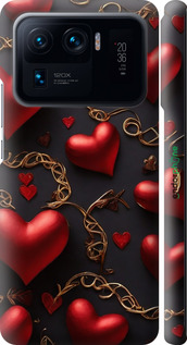 3D пластиковый матовый чехол Сердечки для Xiaomi Mi 11 Ultra - 5831m-2295 изображение 