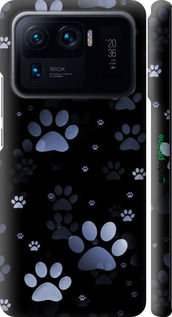 3D пластиковий матовий чехол З синіми відбитками лап для Xiaomi Mi 11 Ultra - 6441m-2295 изображение 