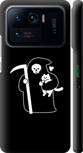 3D пластиковый матовый чехол Минималистичный арт: смерть и кошка для Xiaomi Mi 11 Ultra - 6529m-2295 изображение 