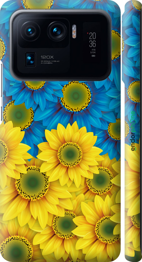 3D пластиковий матовий чехол Жовто-блакитні квіти  для Xiaomi Mi 11 Ultra - 1048m-2295 изображение 