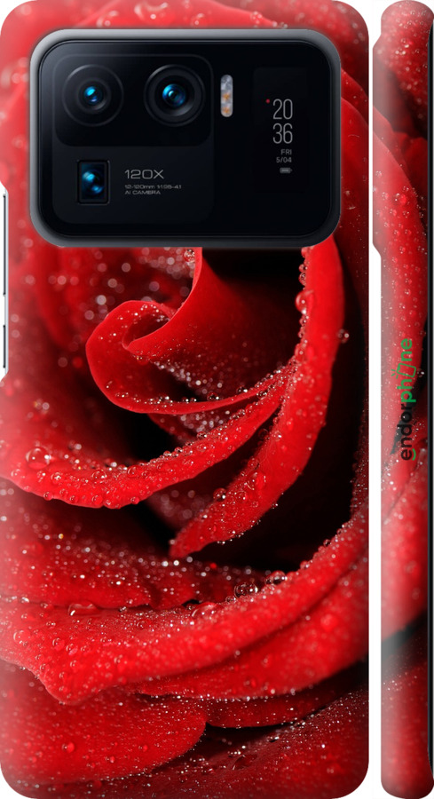 3D пластиковый матовый чехол Красная роза для Xiaomi Mi 11 Ultra - 529m-2295 изображение 