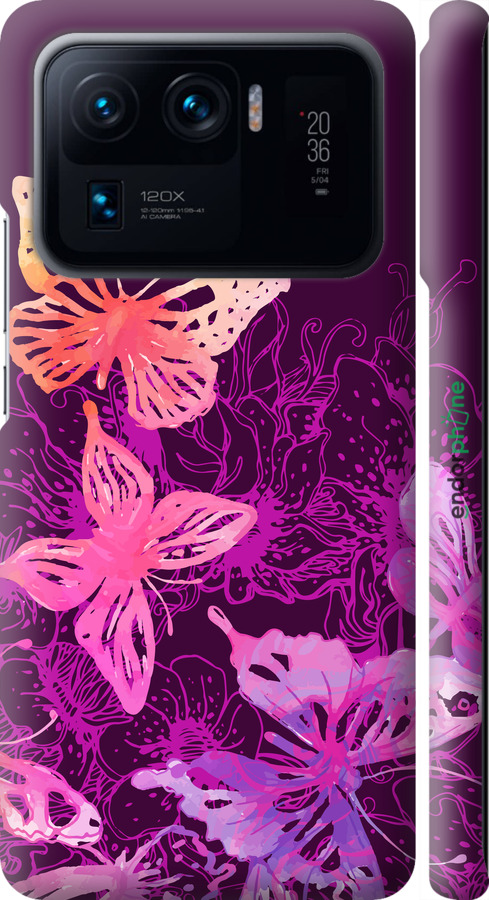 3D пластиковый матовый чехол Бабочки v2 для Xiaomi Mi 11 Ultra - 5475m-2295 изображение 