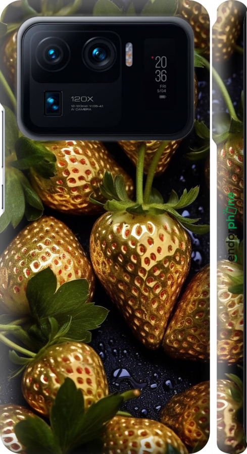 3D пластиковый матовый чехол Золотая клубника для Xiaomi Mi 11 Ultra - 5637m-2295 изображение 