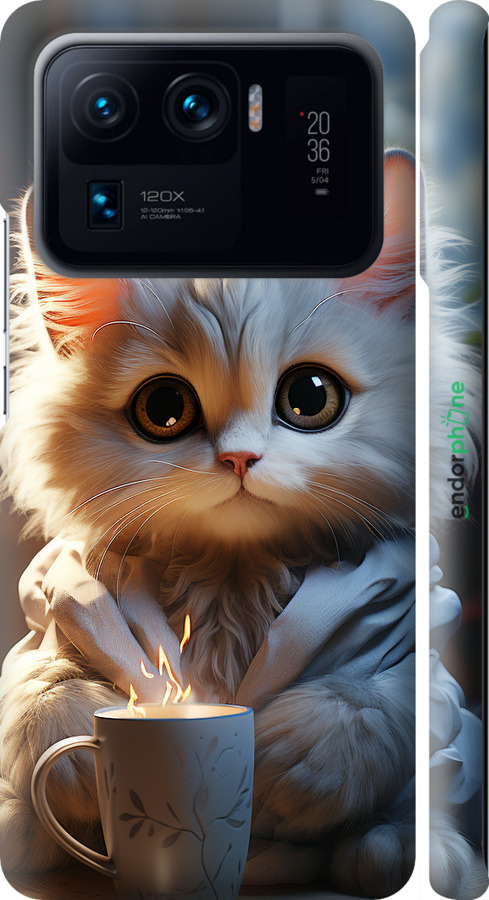 3D пластиковий матовий чехол Білий кіт для Xiaomi Mi 11 Ultra - 5646m-2295 изображение 