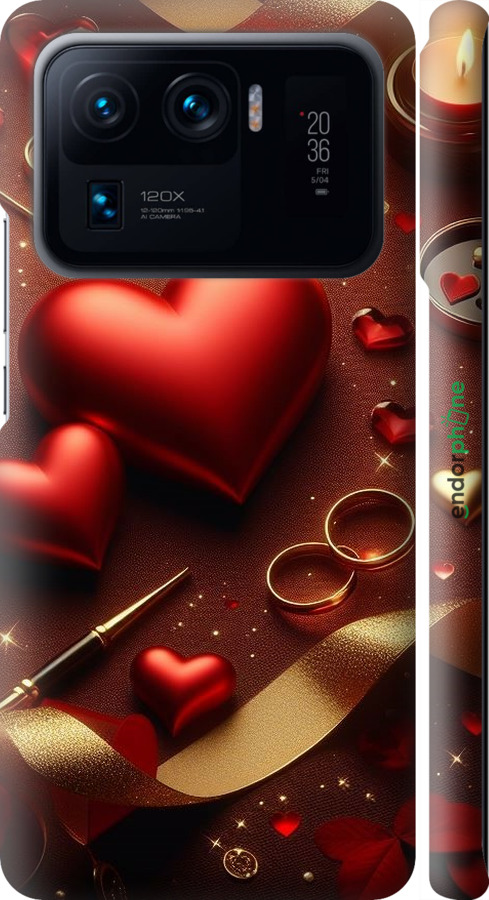 3D пластиковый матовый чехол Сердечки v3 для Xiaomi Mi 11 Ultra - 5833m-2295 изображение 