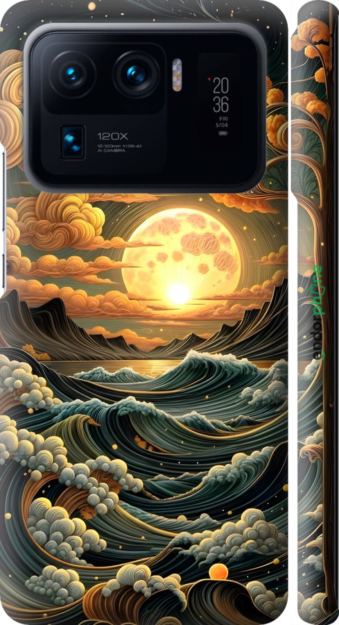 3D пластиковый матовый чехол Арт волны для Xiaomi Mi 11 Ultra - 6332m-2295 изображение 