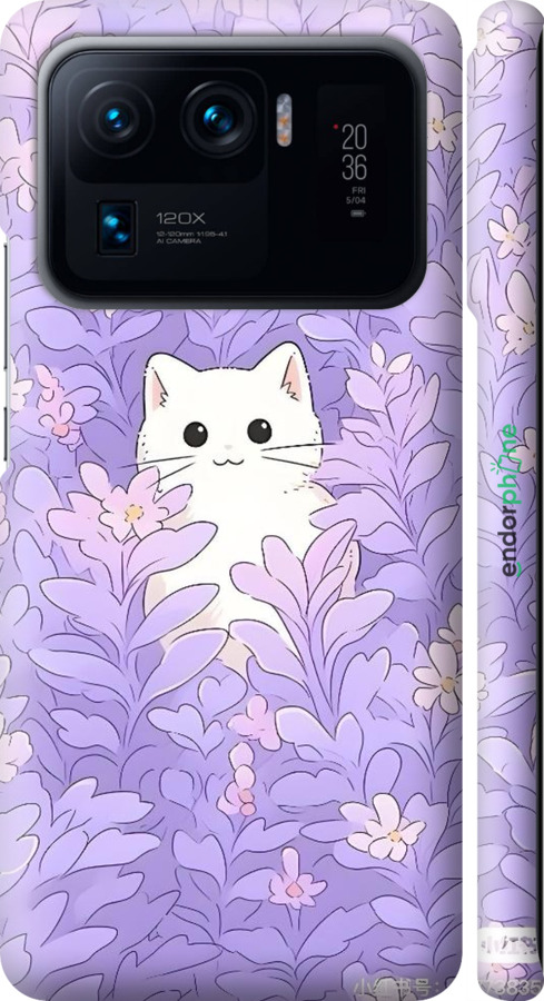 3D пластиковий матовий чехол Котик в цветах для Xiaomi Mi 11 Ultra - 6390m-2295 изображение 