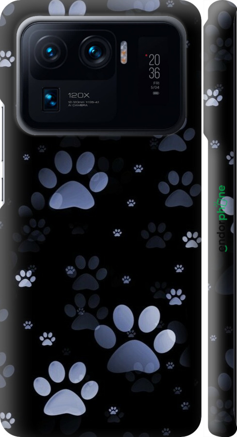 3D пластиковий матовий чехол З синіми відбитками лап для Xiaomi Mi 11 Ultra - 6441m-2295 изображение 