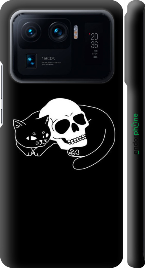 3D пластиковый матовый чехол С изображением кота и черепа для Xiaomi Mi 11 Ultra - 6491m-2295 изображение 