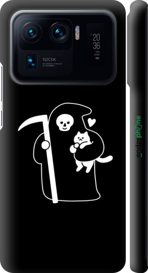 3D пластиковый матовый чехол Минималистичный арт: смерть и кошка для Xiaomi Mi 11 Ultra - 6529m-2295 изображение 