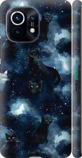 3D пластиковий матовий чехол Зображення котиків з темною аквареллю для Xiaomi Mi 11 - 6521m-2253 изображение 
