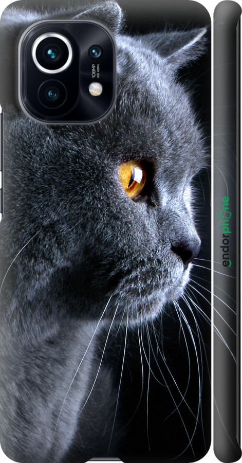 

3D пластиковий матовий чохол "Гарний кіт" для Xiaomi Mi 11, Чорний