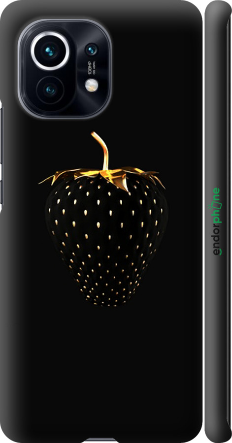 

3D пластиковий матовий чохол "Чорна полуниця" для Xiaomi Mi 11, Чорний