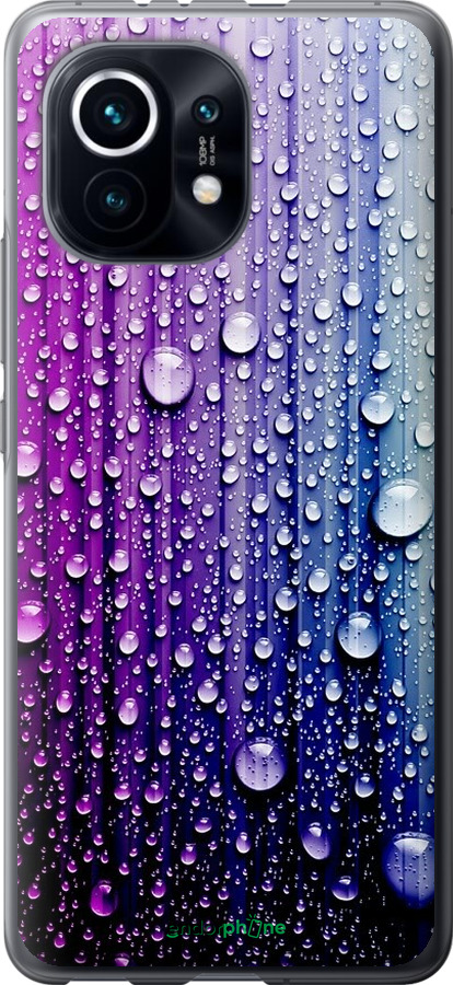 

2D пластиковий чохол "Краплини води" для Xiaomi Mi 11, Синій