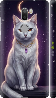 3D пластиковый глянцевый чехол Mystic White Cat Gothic Dark Purple Gold для Xiaomi Mi 5s Plus - 6805c-396 изображение 