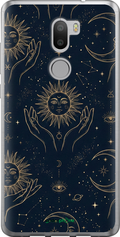 Силиконовый чехол Celestial Harmony: Sun & Moon Gold Mystic Pattern для Xiaomi Mi 5s Plus - 6778u-396 изображение 
