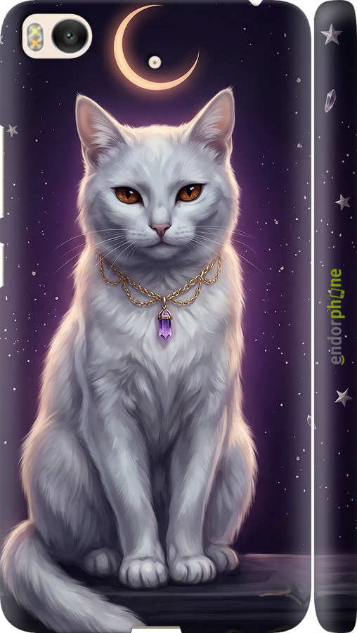 3D пластиковый глянцевый чехол Mystic White Cat Gothic Dark Purple Gold для Xiaomi Mi 5s - 6805c-395 изображение 