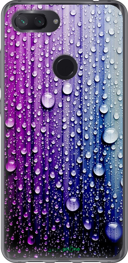 

2D пластиковий чохол "Краплини води" для Xiaomi Mi 8 Lite, Синій