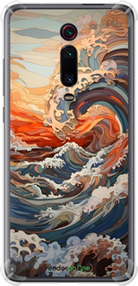Силіконовий протиударний с посиленими кутами чехол Арт хвилі для Xiaomi Mi 9T - 6324sp-1815 изображение 
