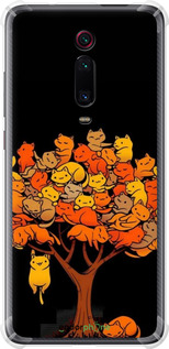 Силикон с усиленными углами чехол Дерево и котики для Xiaomi Mi 9T - 6516sp-1815 изображение 